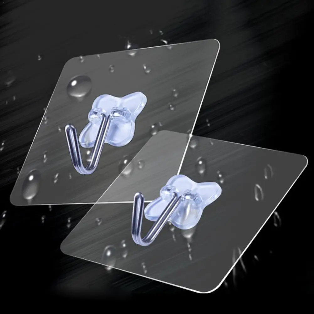 

10/20Pcs Hook Strong Transparent Suction Wall Sucker Hanger Heavy Adhesive Hook Load Rack Waterproof Steel Stainless U1I9