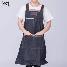 80*65 см джинсовый кухонный Кухонный Фартук с регулируемым хлопковым ремешком с большими карманами синий 34x27 дюймов бариста Мужская и женская домашняя одежда