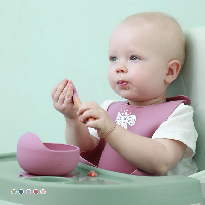 

1 Set Silicone Baby Feeding Bowl Tableware Waterproof Spoon Non-Slip crockery BPA Free Silicone Dishes for Baby Bowl Baby Plate