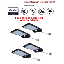 2/4pcs 48LEDs Wireless Solar light Solar Power PIR Motion Sensor Outdoor Waterproof for Street Garden Security Wall Lamp With 4