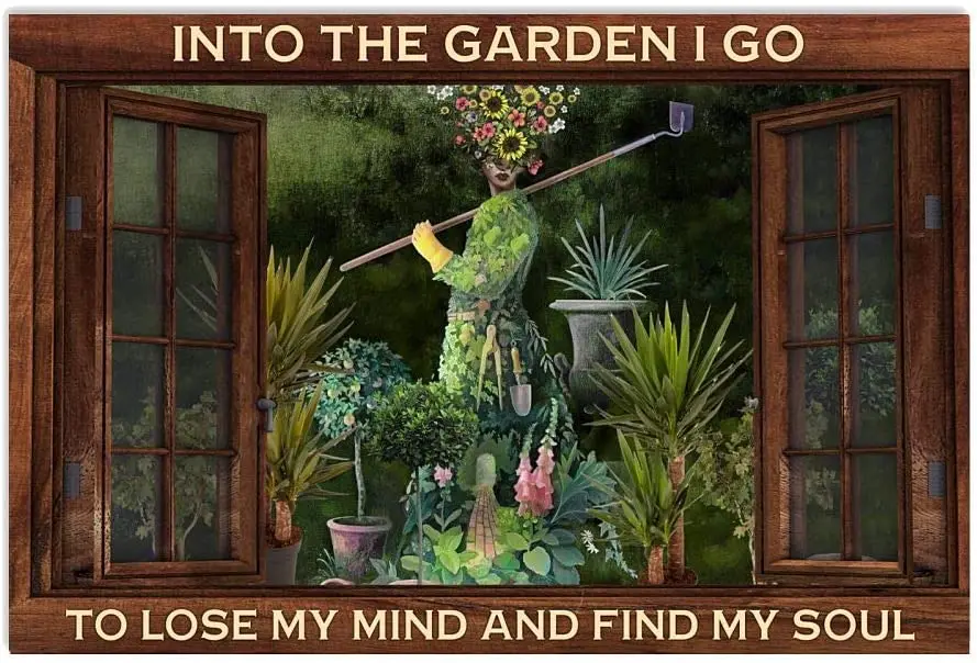 

Eeypy Metal Sign Vintage INTO The Garden I GO to Lose My Mind and FIND My Soul Wall Art BAR Decoration Vintage Art