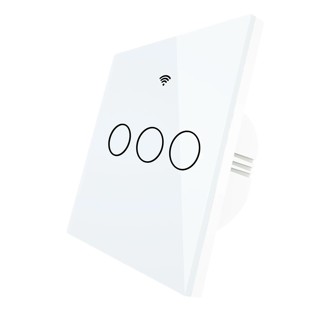 3 Gang Switch White WiFi смарт-Стекло Панель переключатель приложение Tuya дистанционного Управление работать с Alexa Echo Google Home RF433 ЕС Тип белый сенсорный экран 1/2/3 - Комплект: 3 Gang Switch White