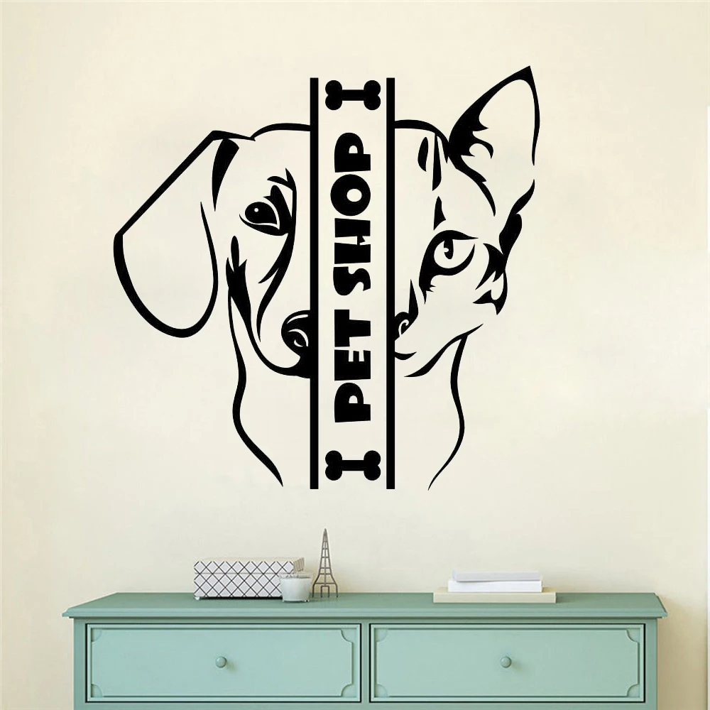 Grooming Dog Salon Decal Pet Shop Wall Sticker Poster Vinile Art Decalcomanie Parede Decor Murale Pet Clinic Wall Sticker
