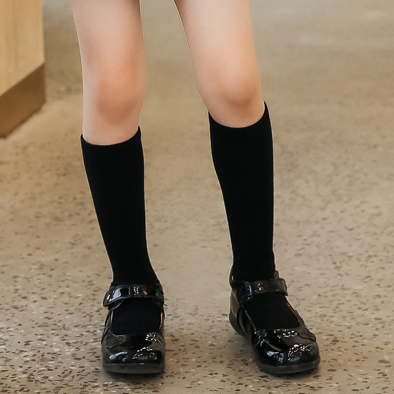 Girls Medium-length Socks Kindergarten School Uniform Socks Cotton over-the-Knee Breathable Black And White Stripes Students' Kn