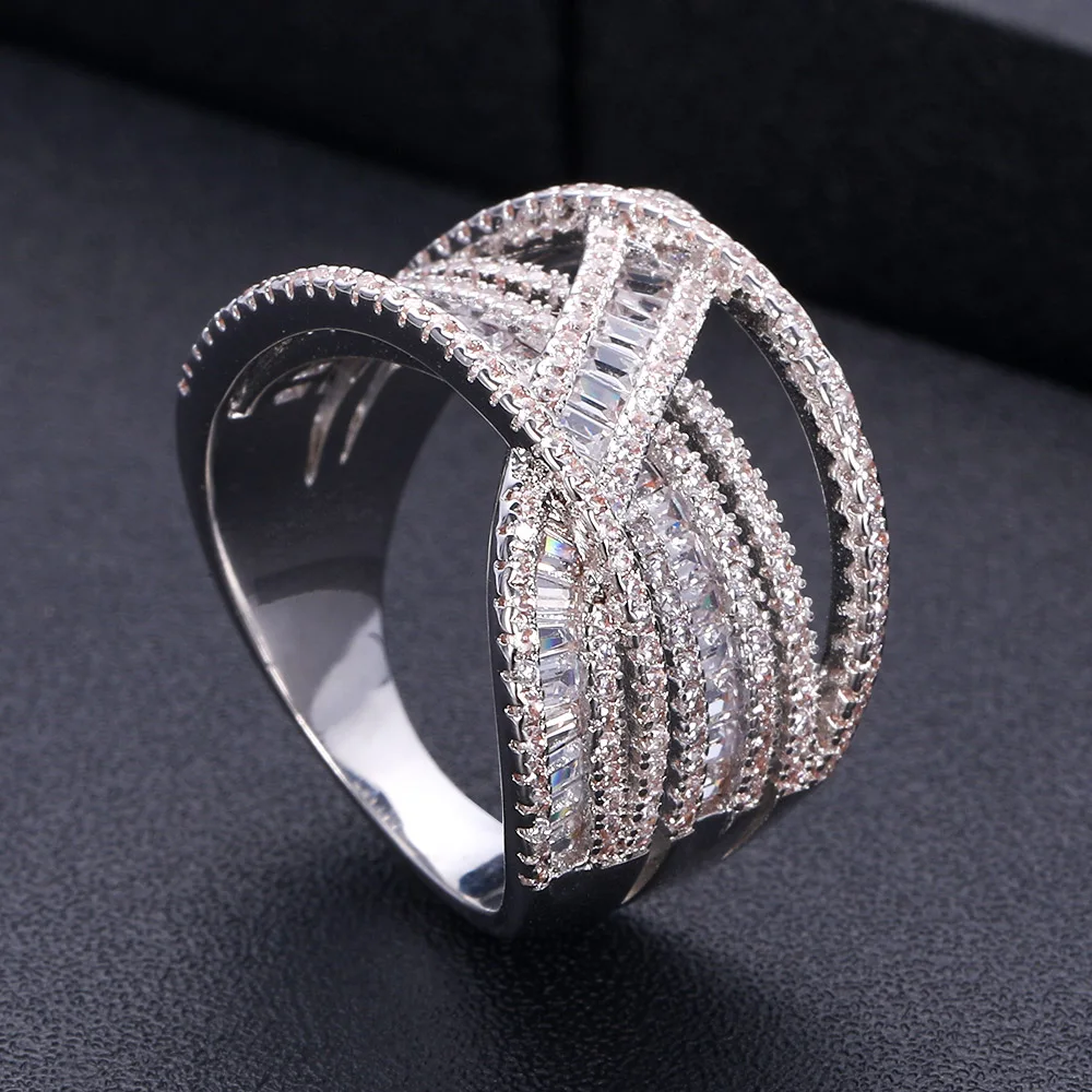 janekelly Charm Trendy Cross Layerd Statement Stacks Rings for Women Cubic Zircon Finger Rings Beads Ring Boho Beach Jewelry