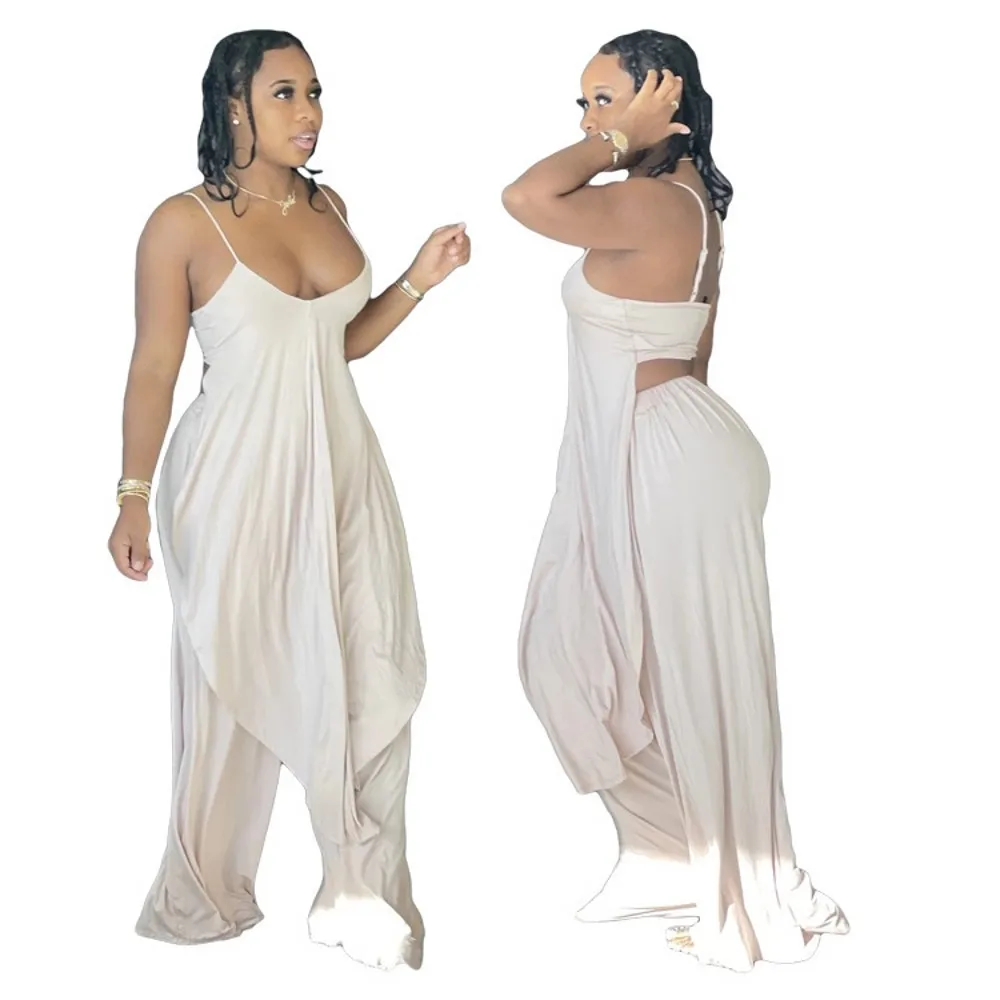 2021 Summer New Two Piece Casual Wide-leg Trouser Suit Women Irregular Solid Color Halter Top Sexy Women Two Piece African Suit