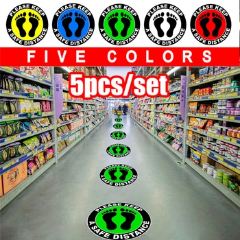

Warning floor stickers, isolated labels Please Keep Wait Here Stand Here Keep 6ft in Between Distance Marker Floor Stickers J80