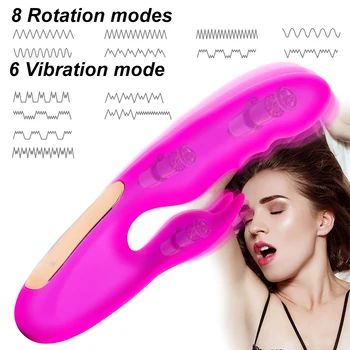 Silicone G-Spot Rabbit Vibrator Rechargeable Clitoris Stimulator Water-Resistant Dildo Adult Sex Toy for Women Dual Stimulation 3