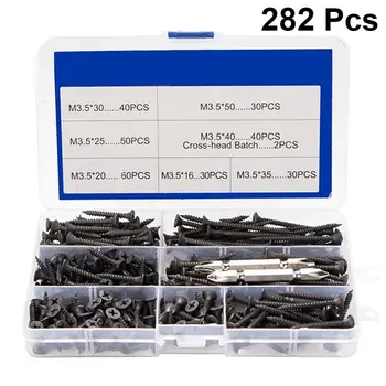

282pcs Metal Screw Parts Set High Strength Parkerising Drywall Screw M3.5 Kits With Storage Box Drywall Box Screws Metal Screw