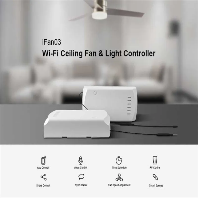 SONOFF IFan03 Wi-Fi потолочный вентилятор и Контролер света с 433 МГц радиочастотным пультом дистанционного управления с помощью приложения Ewelink умная домашняя Автоматизация