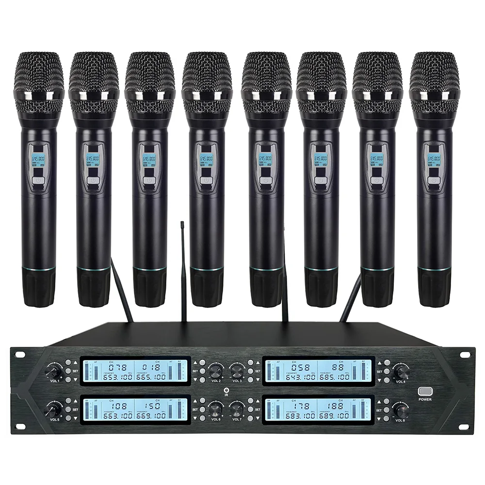 

Professional wireless UHF microphone 8-port handheld metal microphone family karaoke microphone stage performance microphone