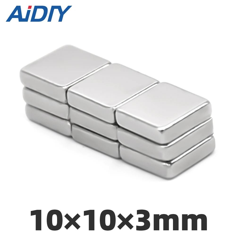 

AI DIY 10/50/100Pcs 10x10x3mm N35 Neodymium Magnet Super Strong Power Rectangular Magnets Cuboid Block 10*10*3mm Quader Iman