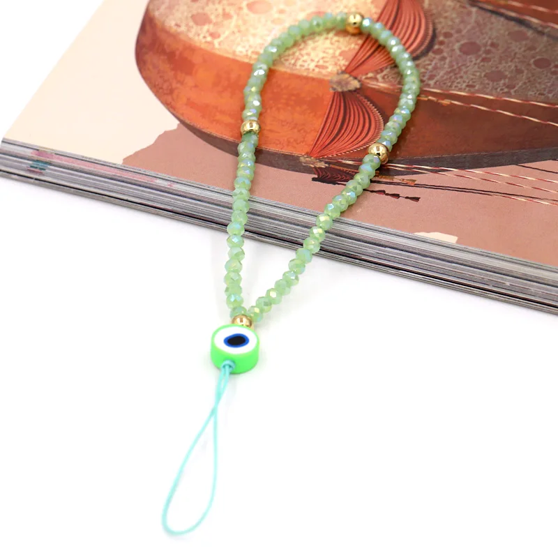 Modeschmuck Großhandel Handykette Mehrfarbiger Kristall Böser Blick Handyanhänger Lanyard für Handydekoration Zubehör – Detail 11