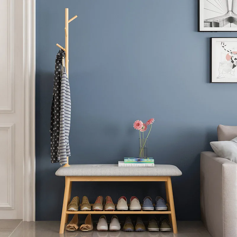 

[A Generation of Fat] Northern Europe Solid Wood Floor Coat Rack Simple Creative Clothes Rack Living Room Multi-functional Foots