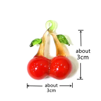 Hanging Murano Glass Cherry Figurines Craft Ornaments Mini Simulation Fruits Pendant Gifts For Kids Home Decor Charm Accessories 2