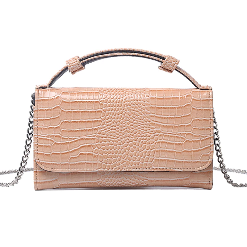 soft stirrup light pink crocodile shoulder bag