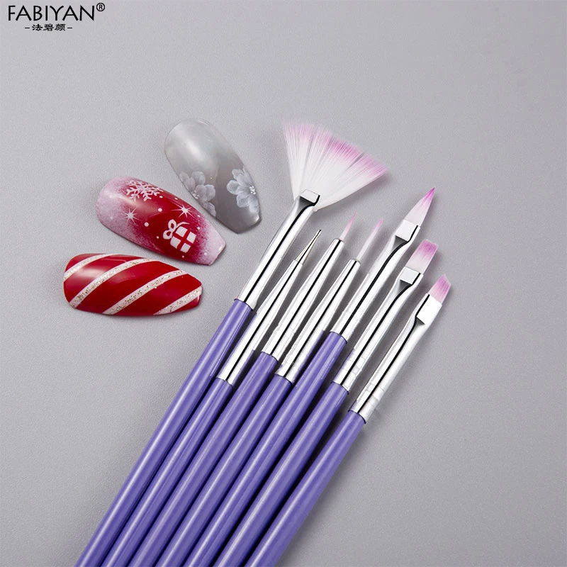7Pcs Nail Art Polish Gel UV Tips Brushes For Manicure Dotting Painting Drawing Pen Fan Sector Line Decoration Tools Set 5