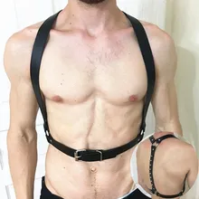 Фетиш, мужской сексуальный кожаный ремень для геев, Регулируемый грудной бандаж для тела, ремень с заклепками в стиле панк, костюмы для взрослых для геев