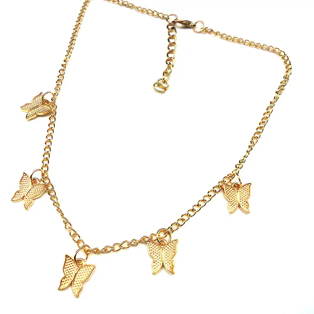 ワンピース蝶ネックレスゴールデンチェーンペンダント女性のチョーカー首に安い商品gargantilla Mujerのwholsale チョーカーネックレス Aliexpress