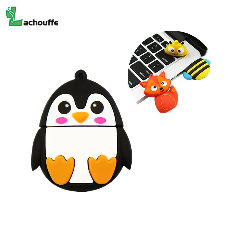 Мультяшная USB флеш-карта памяти 64 ГБ, животные, сова, пчела, лиса, пингвин, USB флеш-накопитель 128 ГБ, флеш-накопитель 8 ГБ, 16 ГБ, 32 ГБ, флеш-накопитель