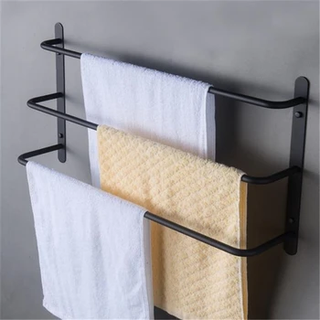 

Bathroom Accessories Towel Holder 304 Stainless Steel Black Towel Bar 3-Bars Towel Rack Bath Organizer Shelf towel rack