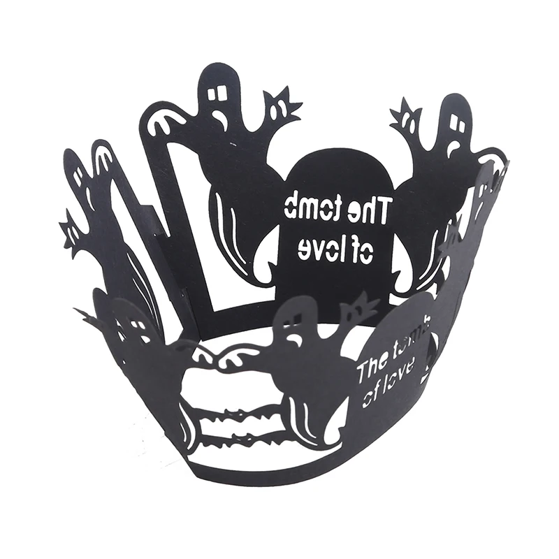 50 Pcs Halloween Black Hollow Cake Paper Cup Liners Creative Cake Tool Pastry Halloween Party Decor Baking Cupcake Wrappers Case