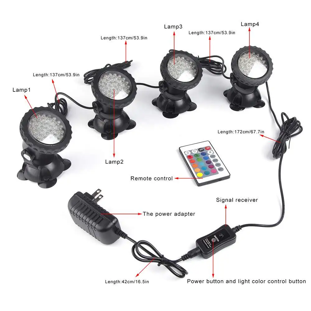 Waterproof IP68 Lawn Light Color LED Aquarium Lights LED Diving Lights Rockery Spotlights Pool Light Diving Aquarium Spotlights