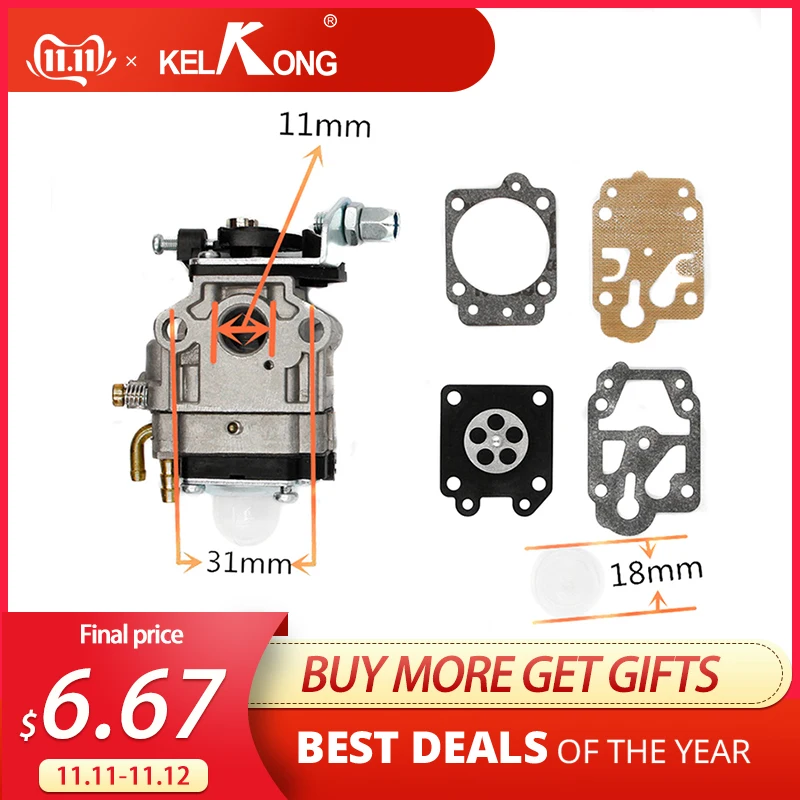Карбюратор KELKONG 10mm Carb Kit WYJ 138 PMW часть 4088 подходит для Mini Moto 33CC 36CC Kragen Zooma Gas Scooter Pocket