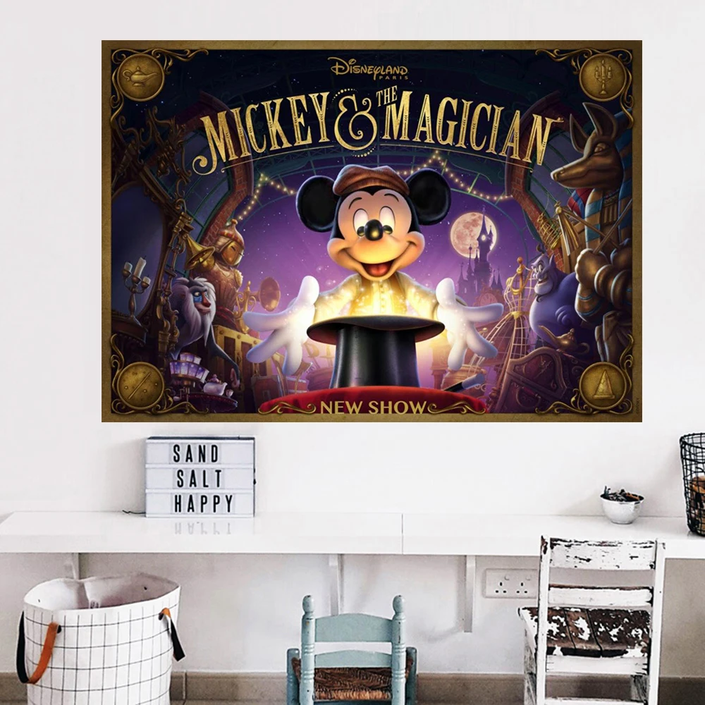 Mickey Mouse And Friends Disneyland Print Poster Cartoon Magician  Disneypark Canvas Painting Wall Art Kids Room Home Decoration - Painting &  Calligraphy - AliExpress