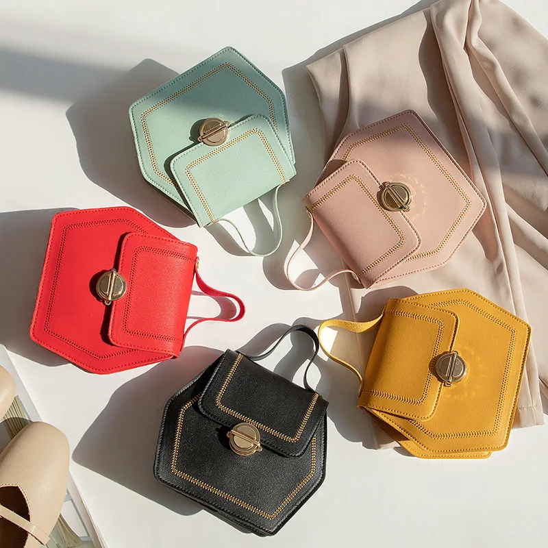 

2019 Korean-style New Style Versitile Fashion Hexagonal Multilateral Spiraea Crossbody Bag Mobile Phone Bag