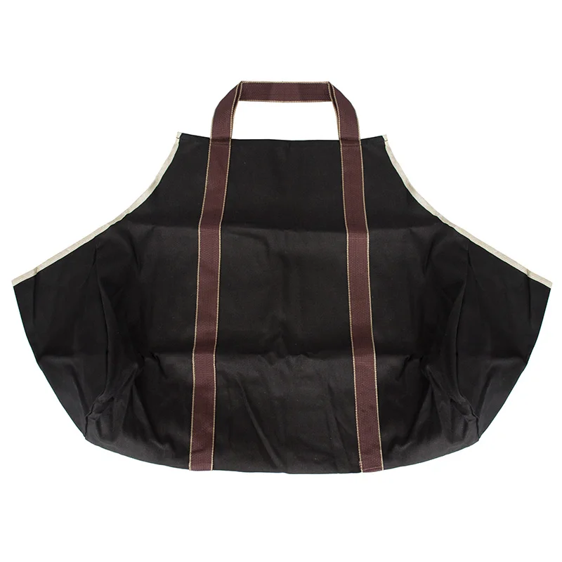 

Large Canvas Log Carrier Tote Bag Outdoor Camping Firewood Carrying Wood Holders Storage Bag Black Brown