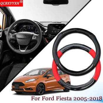 

Car Styling Carbon Fiber Leather Car Steering Wheel Cover Car Steering-wheel Hubs Auto Accessories Fit For Ford Fiesta 2005-2018
