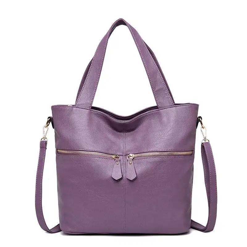 Роскошные сумки из натуральной кожи для женщин мягкая дамская сумка большая емкость сумки через плечо высокое качество сумки - Цвет: Фиолетовый