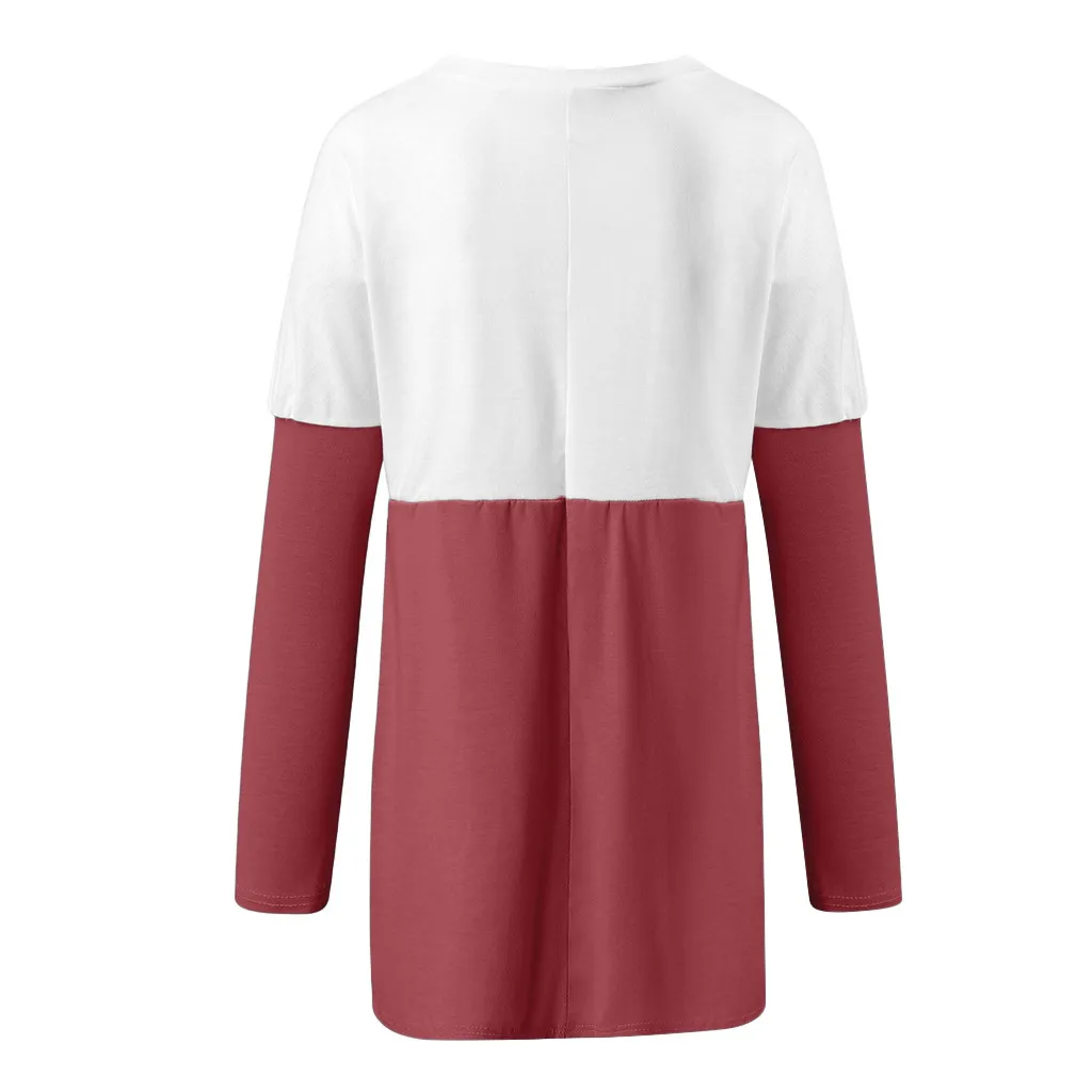 Blusas Mujer De Moda, женские модные повседневные свободные хлопковые топы с длинным рукавом, карманами и круглым вырезом