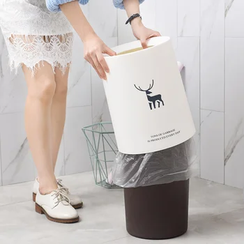 

Mini Double-layer Desktop Trash Can Plastic Storage Bucket Car Trash Bin Reindeer Printing Garbage Bag Holder Kitchen Organizers