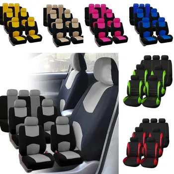 

Three Row 7 Seaters Set Flat Cloth Car Seat Covers Multi-color Auto Seat Protector Fit for Most Car Auto SUV Van Truck Van