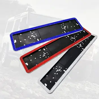 

Car European License Plate Frame Crystal Diamonds Alloy Steel European Number Plate Holder Front and Rear Plate