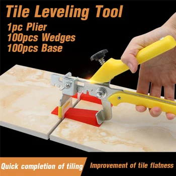 

1.5mm Tile Leveling System Level Wedges Tile Spacers for Flooring Wall Construction Tool 100pcs Wedges/Bases 1pcs Push Pliers