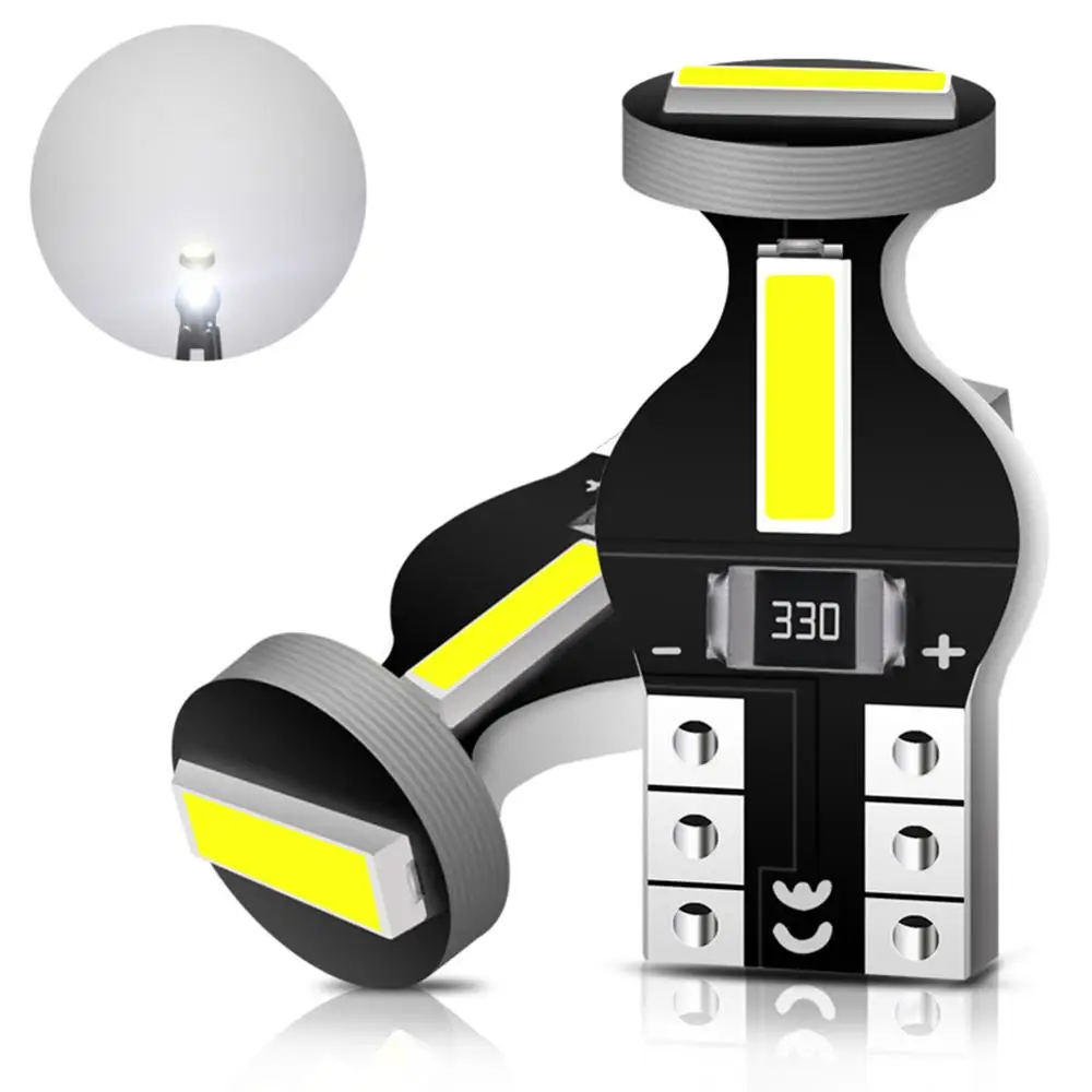 

10pcs T10 501 194 W5W 7020 3SMD White Canbus Error Free Xenon White LED Light Wedge Light Bulb for Map Dome License Plate Lights