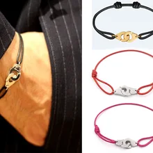 Модные ювелирные изделия цветной воск веревка титана стали браслет наручники для женщин