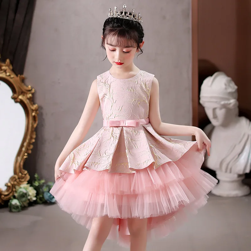 Vestidos retro niñas, vestido de de malla de encaje bordado, vestido de princesa de cola, vestido de boda de fiesta para niña - AliExpress