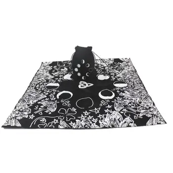 

Velvet Tarot Tablecloth with Bag Witch Divination Moon Phases Lover Luna Moth Altar Cloth Board Game Card Pad