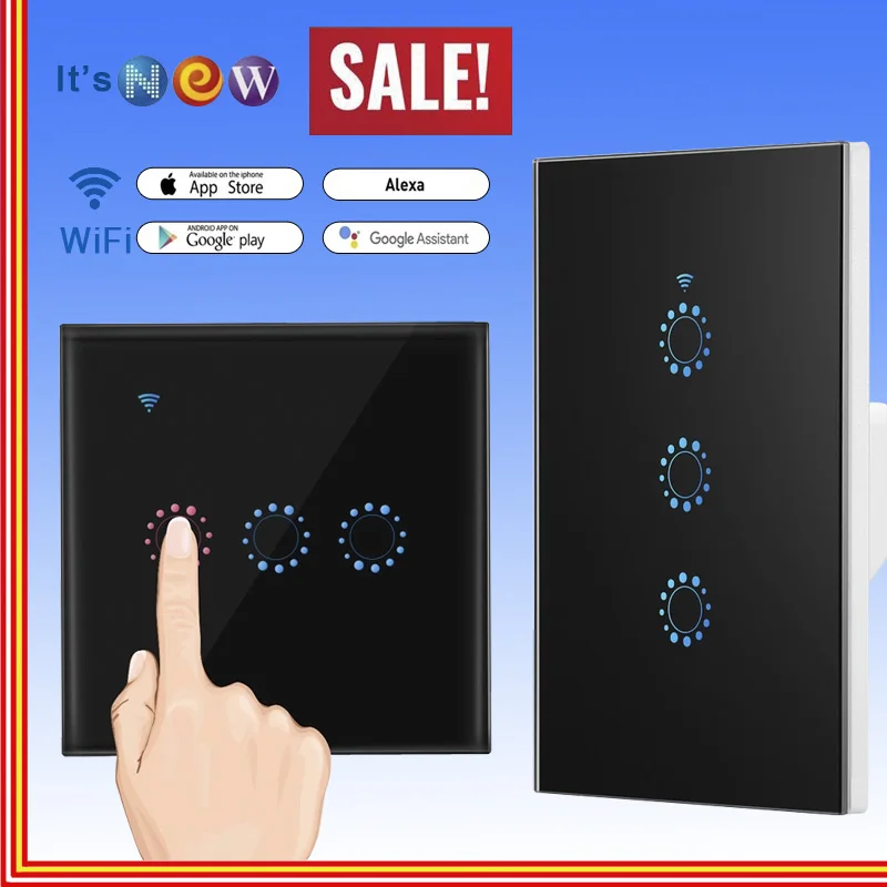 

1/2/3 Gang Wi-fi Touch Switch Wall Light Panel Wireless Intelligence Timing&remote Control App Work With Alexa Google Home