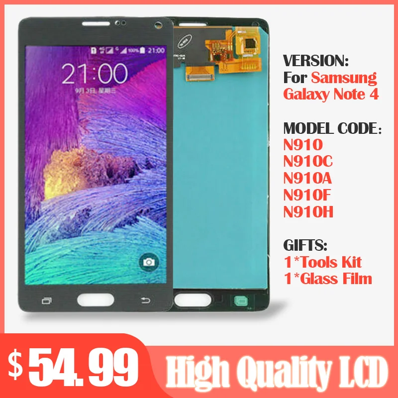 Оригинальный ЖК-дисплей 5 7 дюйма для SAMSUNG Galaxy Note 4 N910 N910C N910A N910F N910H + дигитайзер