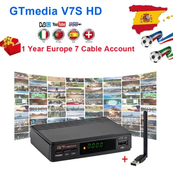 

Hot Sale DVB S2 Gtmedia V7S HD Receptor Support 3 Years Europe Cline for Spain FTA Satellite TV Receiver Freesat V7 HD Decoder