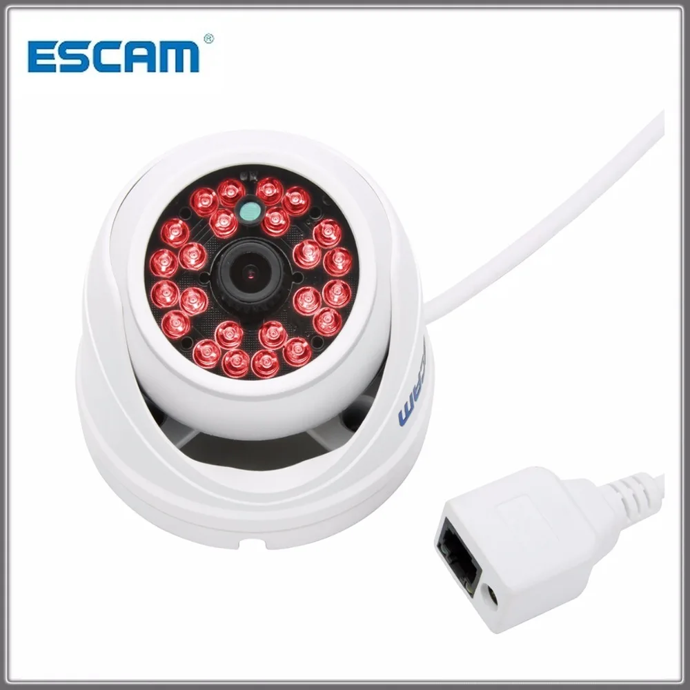 Мини IP камера Escam QD520 ночного видения HD720P H.264 Onvif P2P для помещений купольная