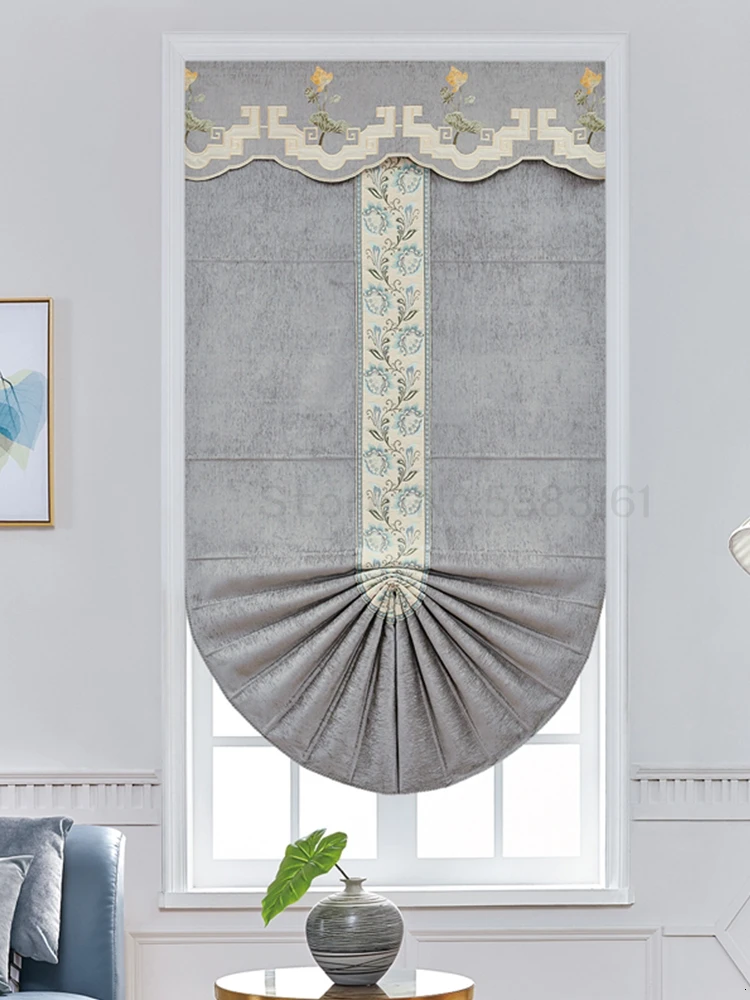 Fan-shaped roman blinds Nordic Style Living Room Bedroom Curtain Lifting Blinds - Цвет: Многоцветный