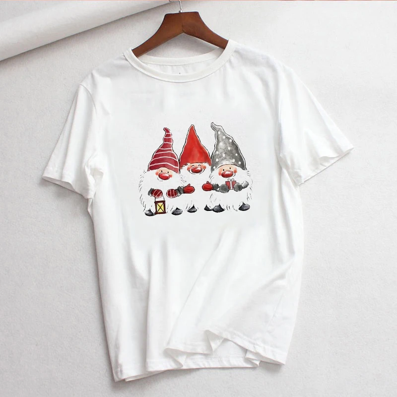 LUSLOS Happy Christmas Футболка женская футболка Санта Клаус Футболка женская короткий рукав милый Графический Топ уличная одежда