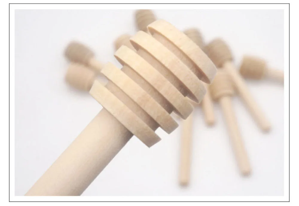 100 Pack Of Mini 3 Inch Wood Honey Dipper Sticks spoon Individually Wrapped Server For Honey Jar Dispense Drizzle Honey-8