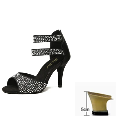 5cm heel Профессиональная высококачественная атласная обувь для латинских танцев, Встроенные стразы, женская обувь для сальсы, Танго, обувь на каблуках - Цвет: 5cm heel